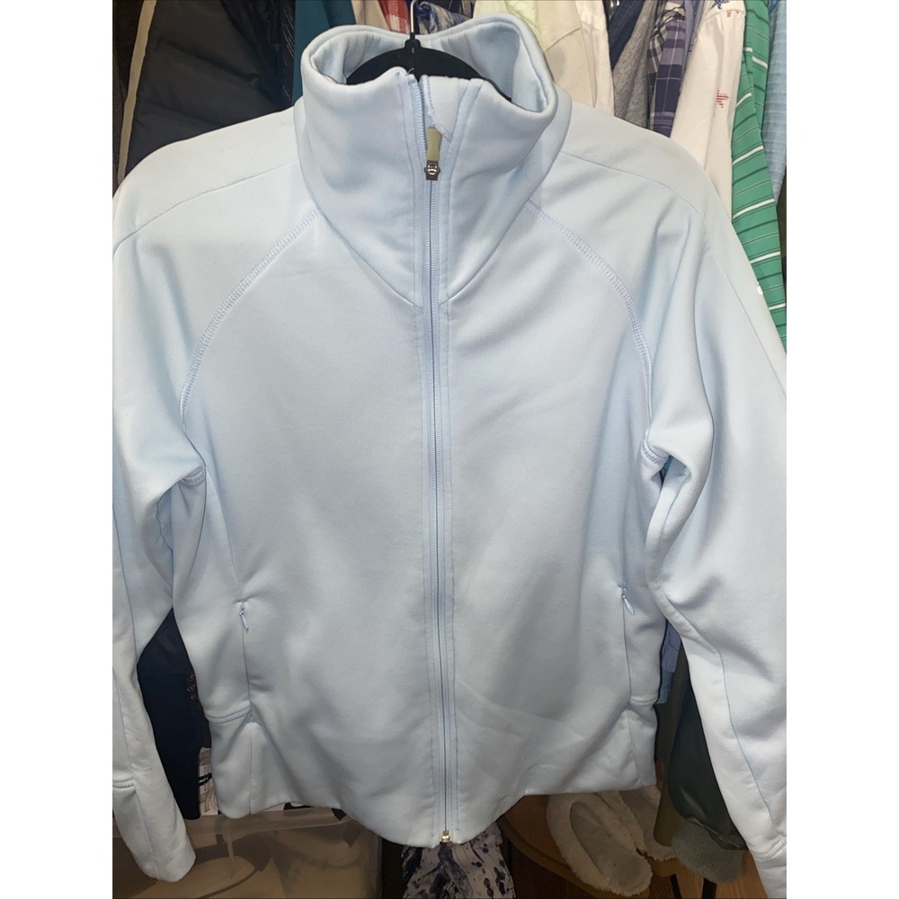 Adidas Womens L Jacket Full Zip ClimaWarm Fitted Powder Blue Athletic - Picture 1 of 12